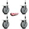 Service Caster 6'' Thermoplastic Rubber Swivel 7/8'' Expanding Stem Caster Set Total Lock Brake, 4PK SCC-EXTTL20S614-TPRB-78-4 - alternate 2